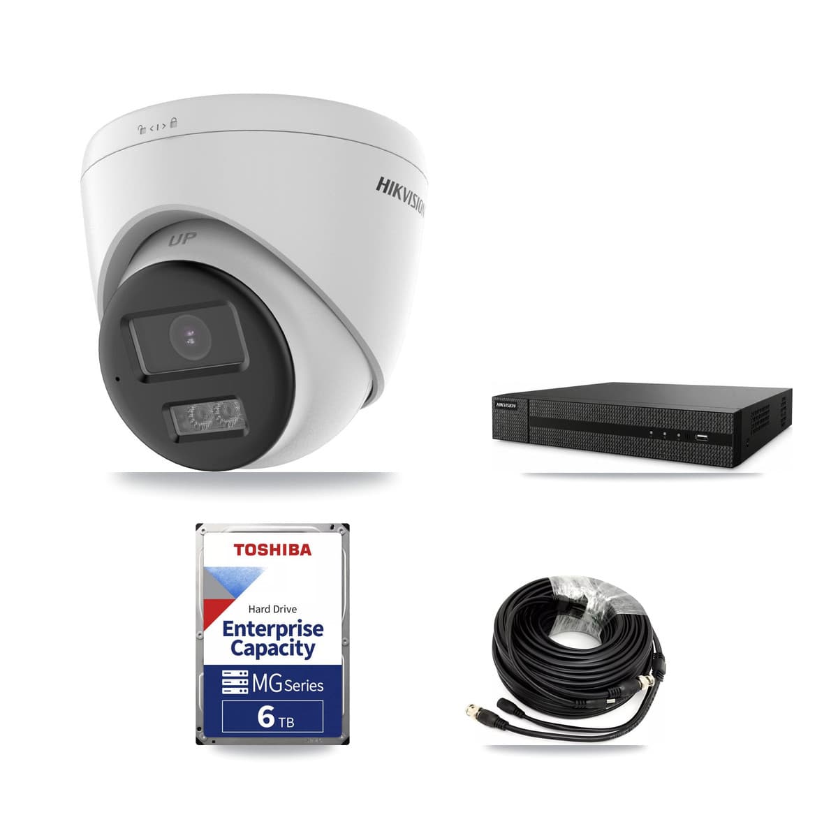 Hikvision 8-Channel 5MP CCTV Kit — 6 DS-2CE78K0T-LTS Turret Cameras + 6TB Recording (DVR-8CH-HYL8MP Recorder) - Image 1