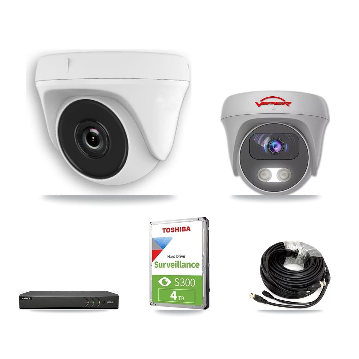 Viper & ANNKE 4-Channel 2MP – 5MP CCTV Kit — 1 2MP Dome + 1 5MP Cameras + 4TB Recording - Image 1