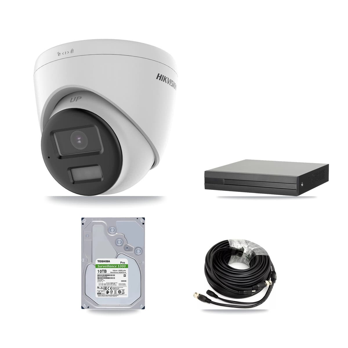 Hikvision 16-Channel 5MP CCTV Kit — 8 DS-2CE78K0T-LPTS Turret Cameras + 10TB Recording (XVR-3116HS-5MP-LITE Recorder) - Image 1