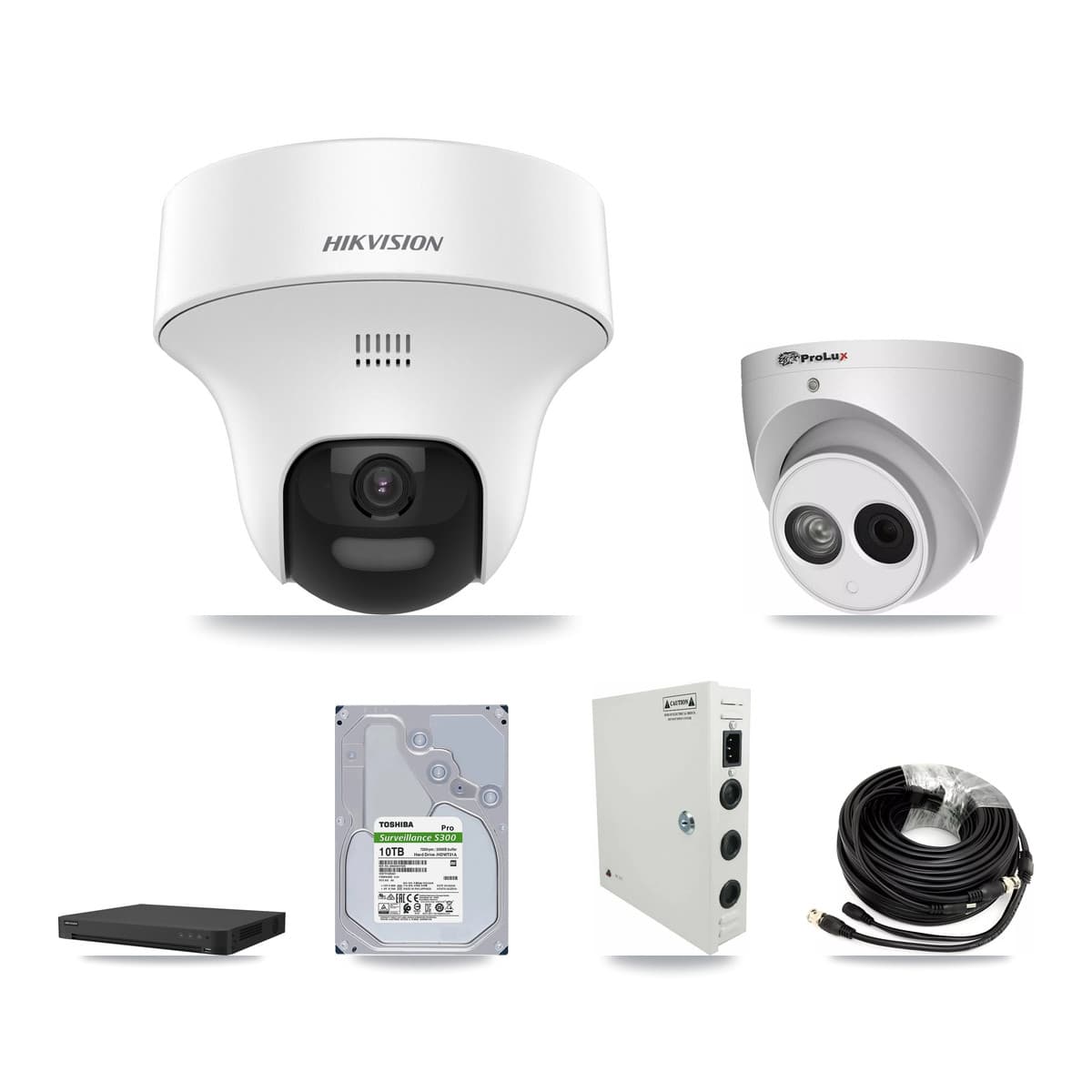 Hikvision & Prolux 32-Channel 4MP – 5MP CCTV Kit — 15 DS-2CE70K0T 5MP + 1 PXC-612C4W-A 4MP Turret Cameras + 2× 10TB Recording (IDS-7232HQHI Recorder) - Image 1