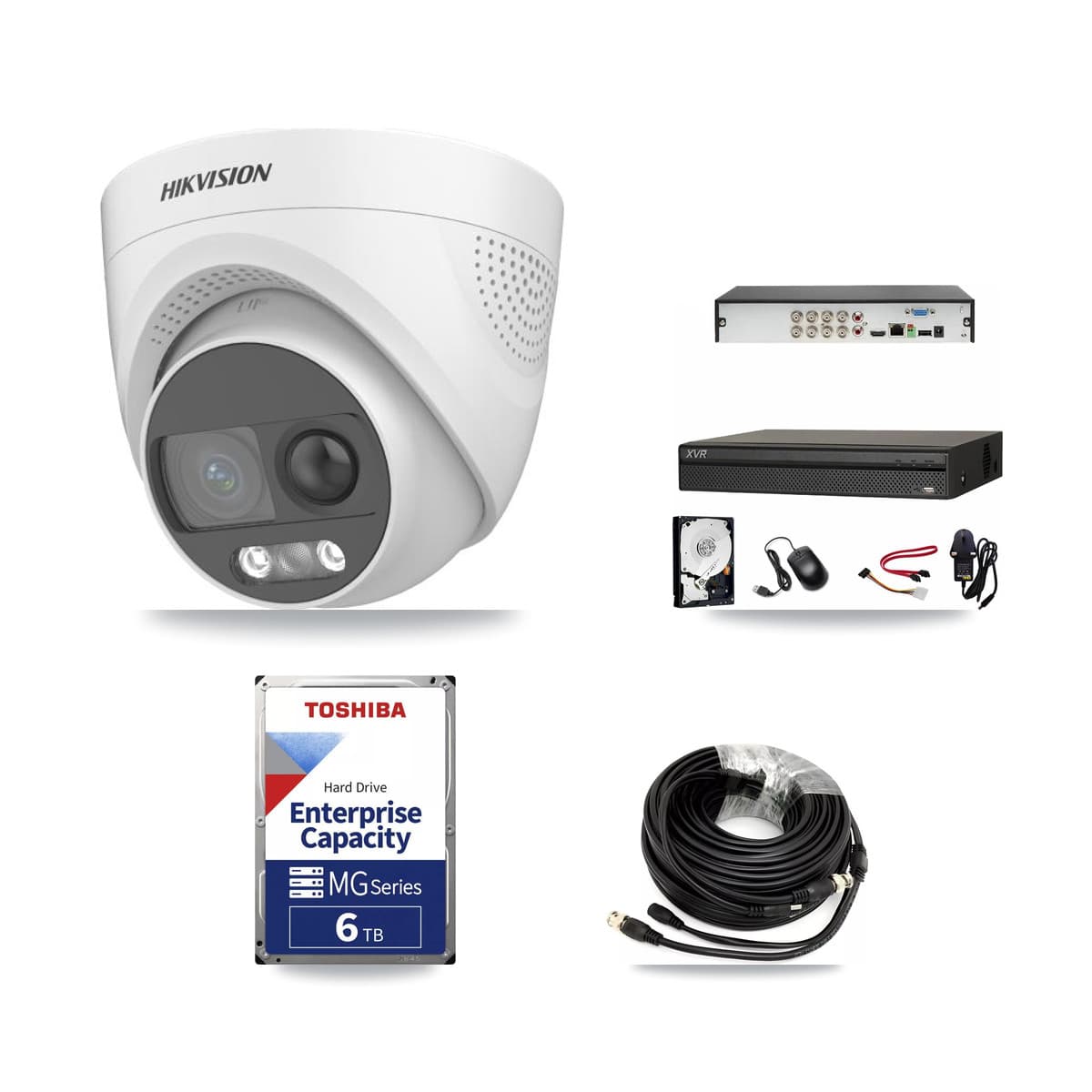 Hikvision & Dahua 8-Channel 5MP CCTV Kit — 4 DS-2CE72KF3T Turret Cameras + 6TB Recording - Image 1