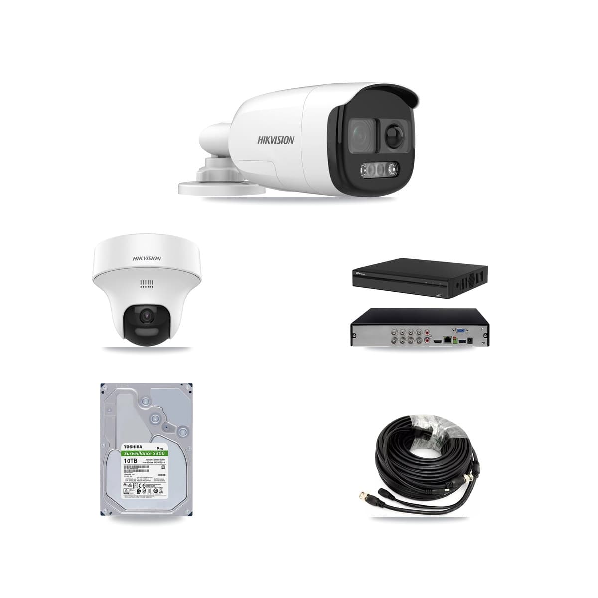 Hikvision & Prolux 8-Channel 5MP CCTV Kit — 6 DS-2CE12KF3T Bullet + 2 DS-2CE70K0T Turret Cameras + 10TB Recording (PXD-5108HS Recorder) - Image 1