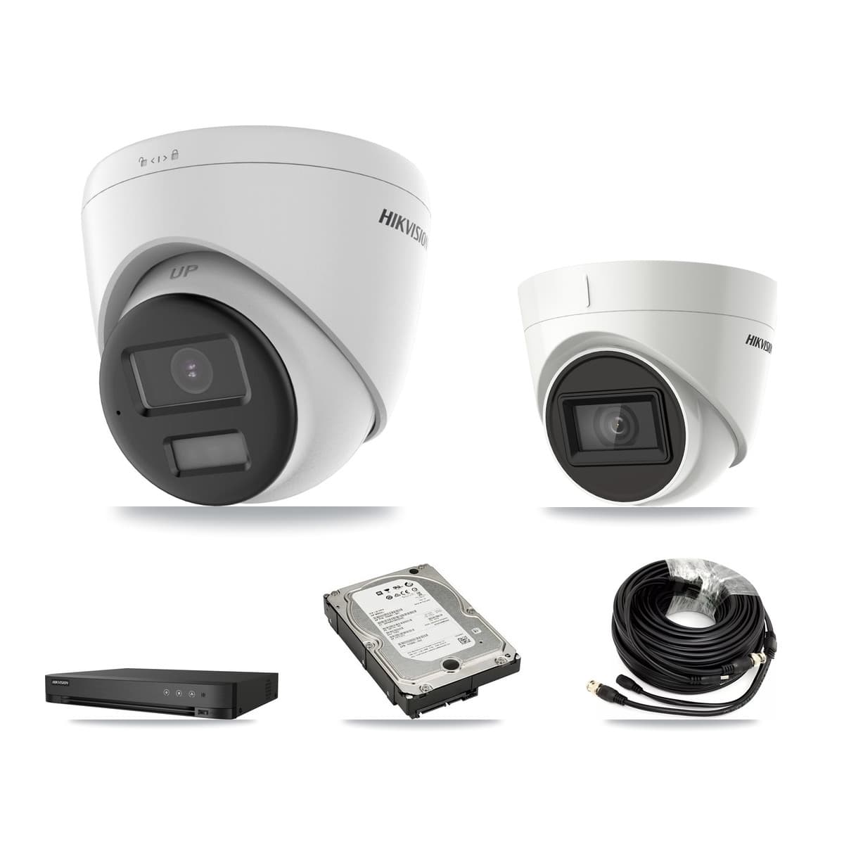 Hikvision 4-Channel 4K CCTV Kit — 1 DS-2CE78U0T + 1 DS-2CE78U1T Turret Cameras + 5TB Recording - Image 1