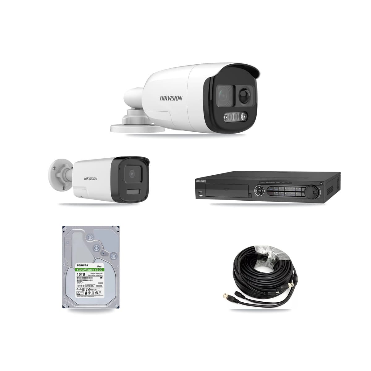 Hikvision 32-Channel 5MP CCTV Kit — 4 DS-2CE12KF3T + 4 DS-2CE17K0T Bullet Cameras + 10TB Recording (DS-7332HQHI Recorder) - Image 1
