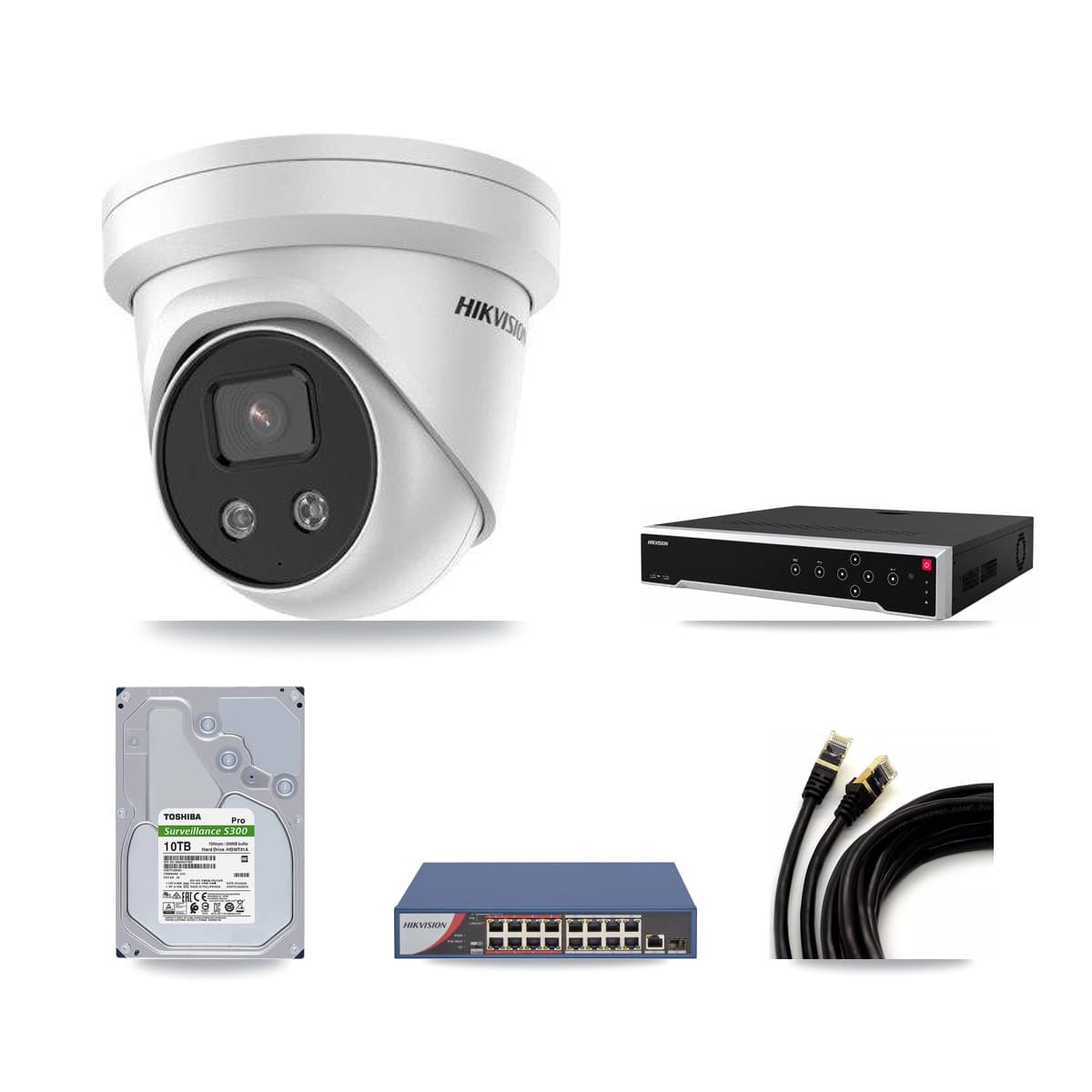 Hikvision 32-Channel 5MP CCTV Kit — 32 DS-2CD3356G2 Turret Cameras + 4× 10TB Recording - Image 1