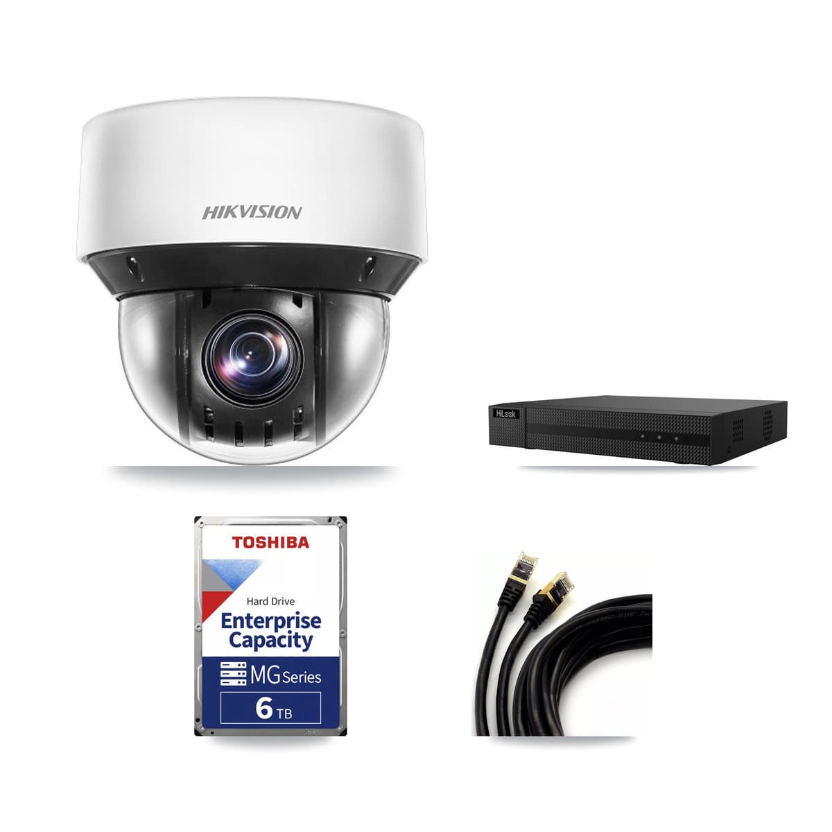 Hikvision & HiLook 8-Channel 4MP CCTV Kit — 5 DS-2DE4A425IW PTZ Cameras + 6TB Recording (NVR-108MH-D Recorder) - Image 1