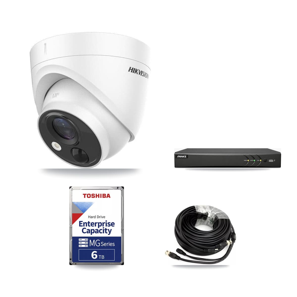 Hikvision & ANNKE 4-Channel 5MP CCTV Kit — 3 DS-2CE71H0T Turret Cameras + 6TB Recording - Image 1