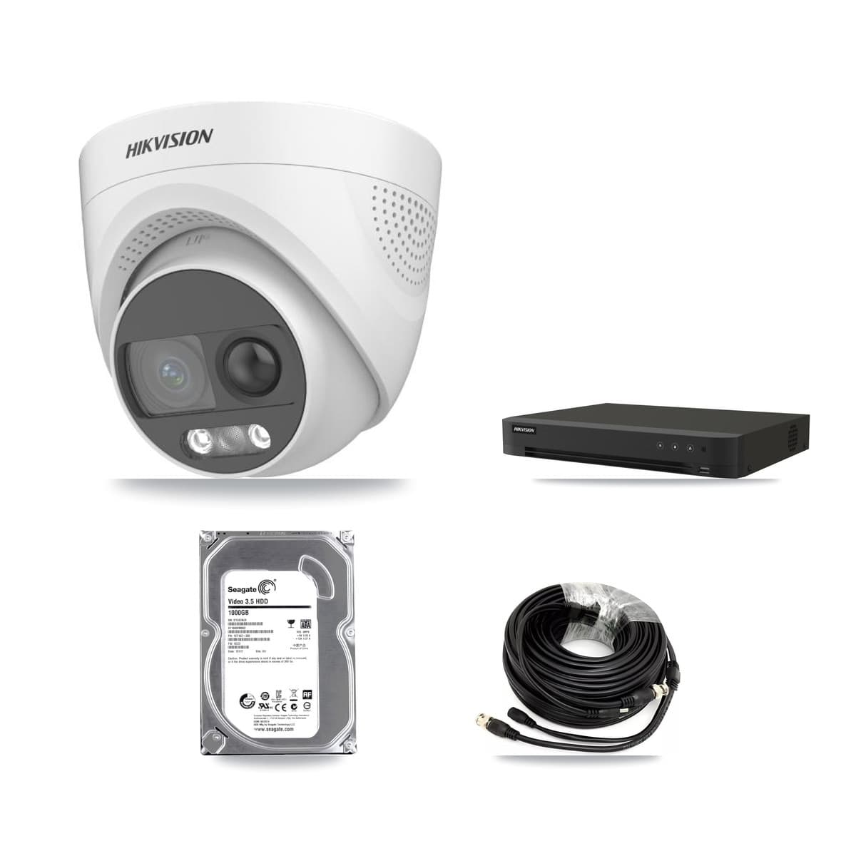 Hikvision 16-Channel 5MP CCTV Kit — 1 DS-2CE72KF3T Turret Camera + 1TB Recording (IDS-7216HQHI Recorder) - Image 1