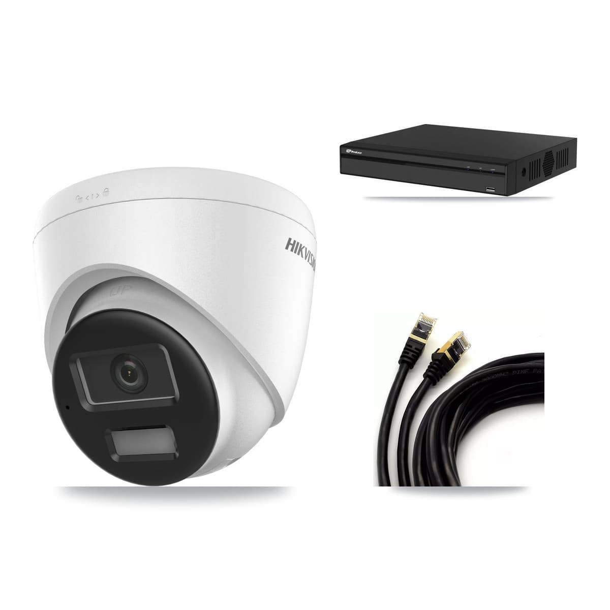 Hikvision & Prolux 4-Channel 4K CCTV Kit — 3 DS-2CD1383G2-LIUF/SL Turret Cameras + 8TB Recording (PXN-2104HS-4P-4K Recorder) - Image 1
