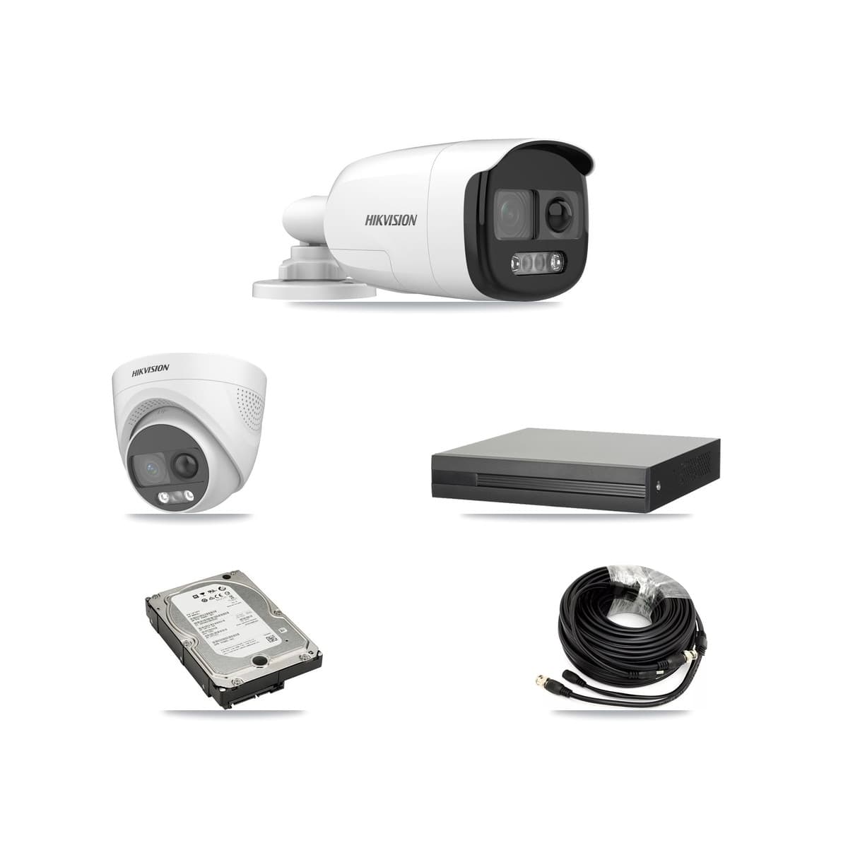 Hikvision 4-Channel 5MP CCTV Kit — 3 DS-2CE12KF3T Bullet + 1 DS-2CE72KF3T Turret Cameras + 5TB Recording (XVR-3104HS Recorder) - Image 1