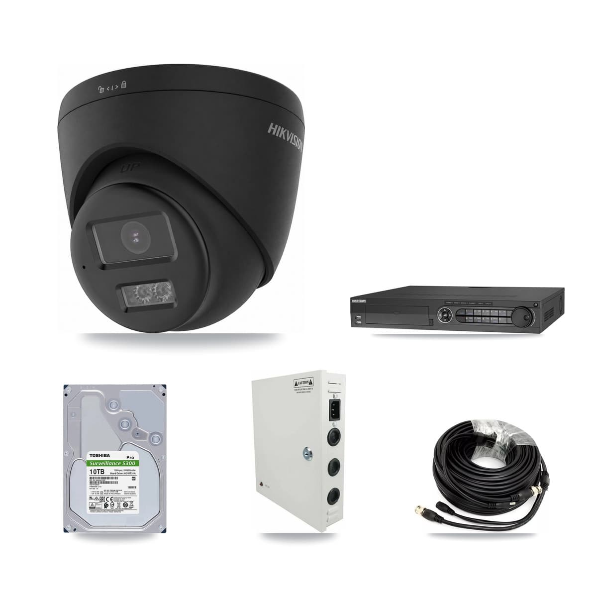 Hikvision 32-Channel 4K CCTV Kit — 32 Black Turret Cameras + 3× 10TB Recording - Image 1