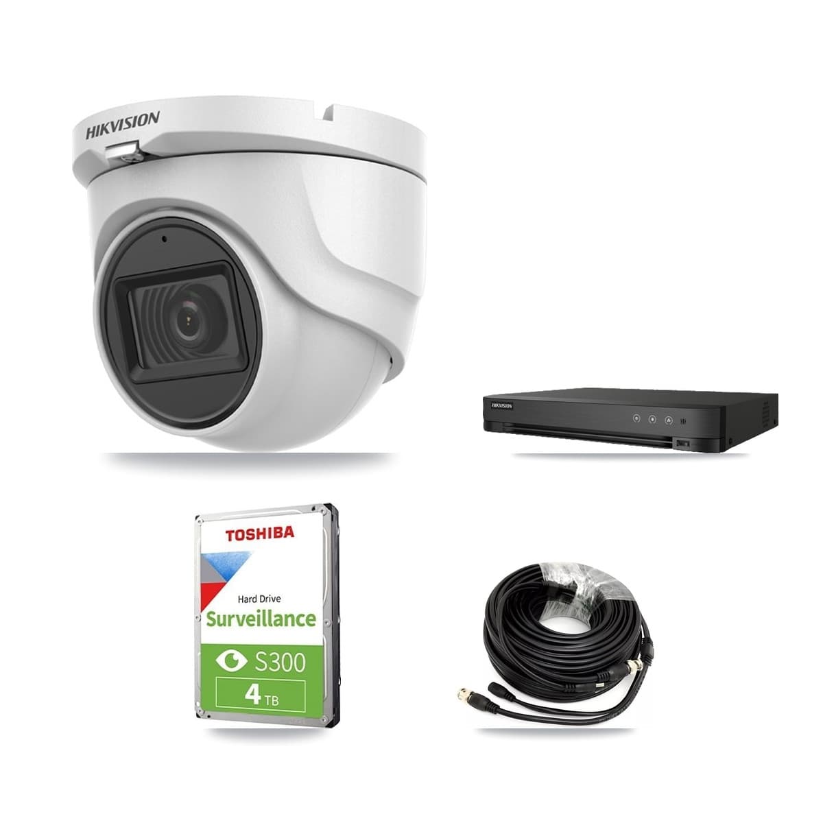Hikvision 8-Channel 5MP CCTV Kit — 3 DS-2CE76H0T Turret Cameras + 4TB Recording (IDS-7208HQHI Recorder) - Image 1