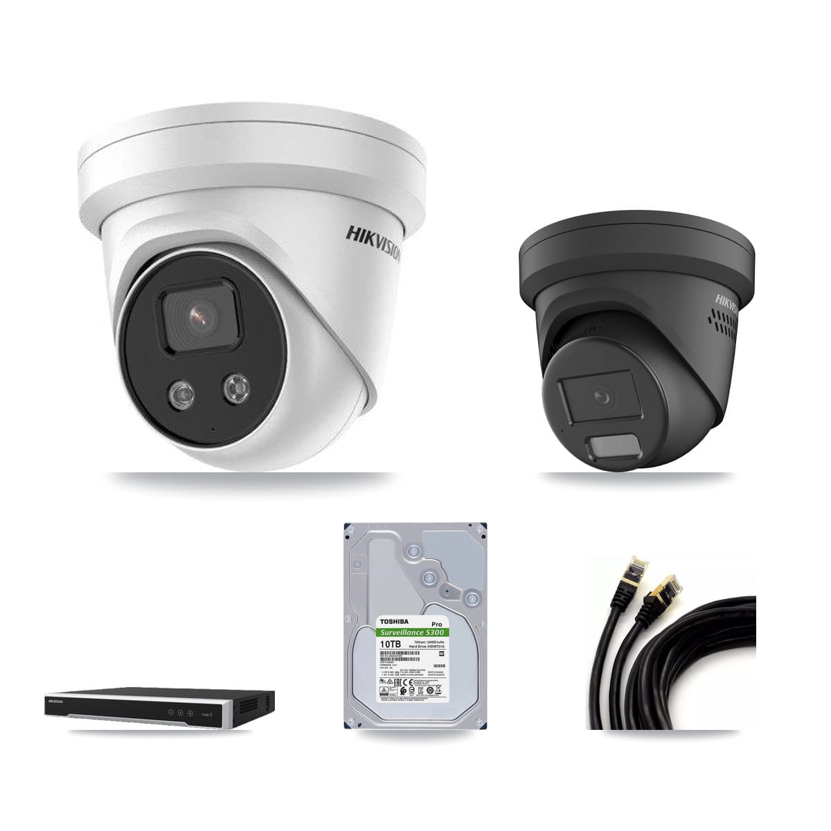 Hikvision 8-Channel 4MP – 5MP CCTV Kit — 1 Black 4MP + 7 5MP Turret Cameras + 10TB Recording - Image 1