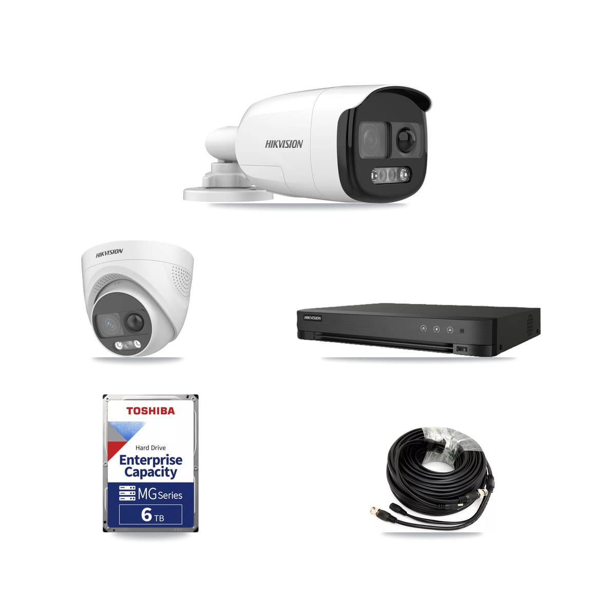 Hikvision 8-Channel 5MP CCTV Kit — 4 DS-2CE12KF3T-PIRXO Bullet + 1 DS-2CE72KF3T-PIRXO Turret Cameras + 6TB Recording (IDS-7208HUHI-M1/E Recorder) - Image 1