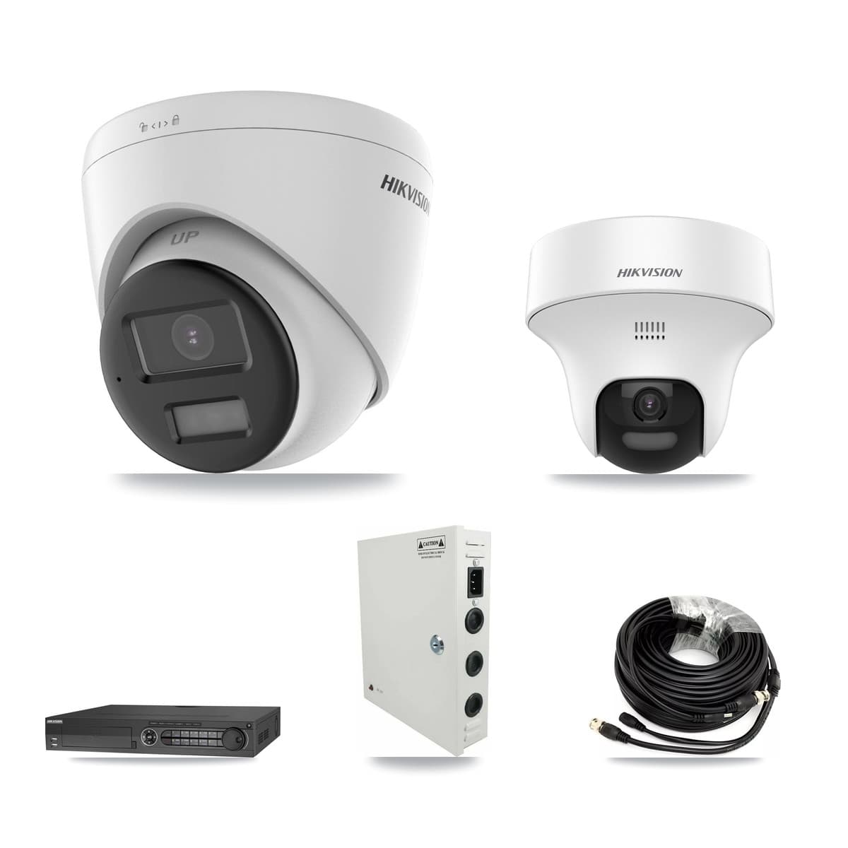 Hikvision 32-Channel 5MP CCTV Kit — 4 DS-2CE70K0T + 8 DS-2CE78K0T Turret Cameras + 2× 8TB Recording (IDS-7332HUHI Recorder) - Image 1
