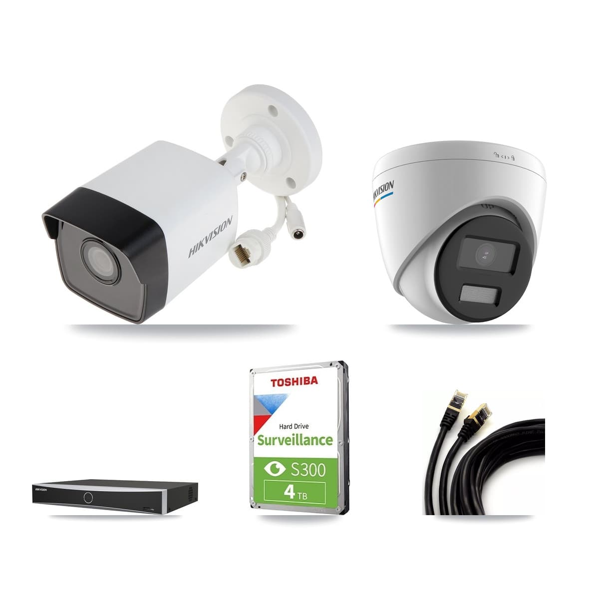 Hikvision 4-Channel 2MP – 5MP CCTV Kit — 2 5MP Bullet + 1 2MP Turret Cameras + 4TB Recording - Image 1