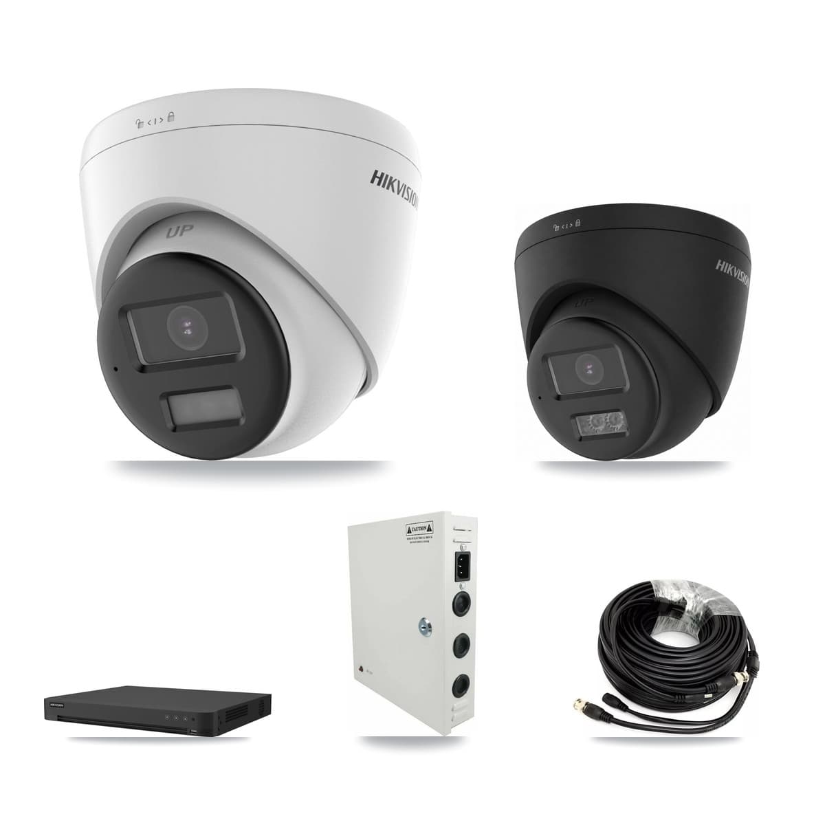 Hikvision 16-Channel 5MP – 4K CCTV Kit — 11 DS-2CE78K0T-LPTS 5MP + 5 Black DS-2CE78U0T-LTS-BLACK 4K Turret Cameras + 8TB Recording (IDS-7216HUHI-M2/XT Recorder) - Image 1