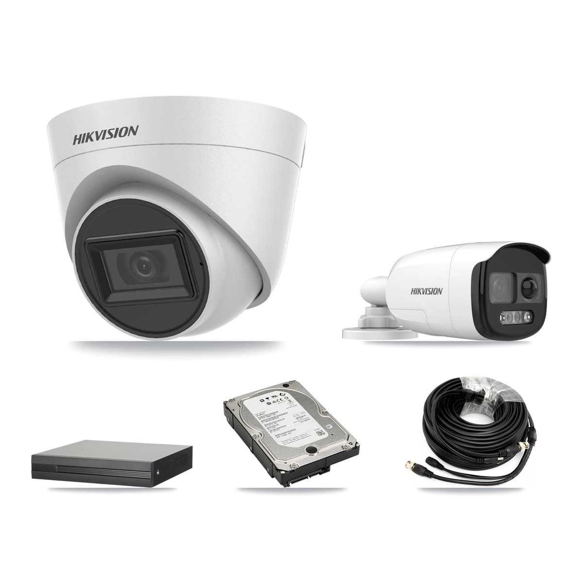 Hikvision 4-Channel 5MP CCTV Kit — 1 Bullet + 3 White Turret Cameras + 5TB Recording (XVR-3104HS Recorder) - Image 1
