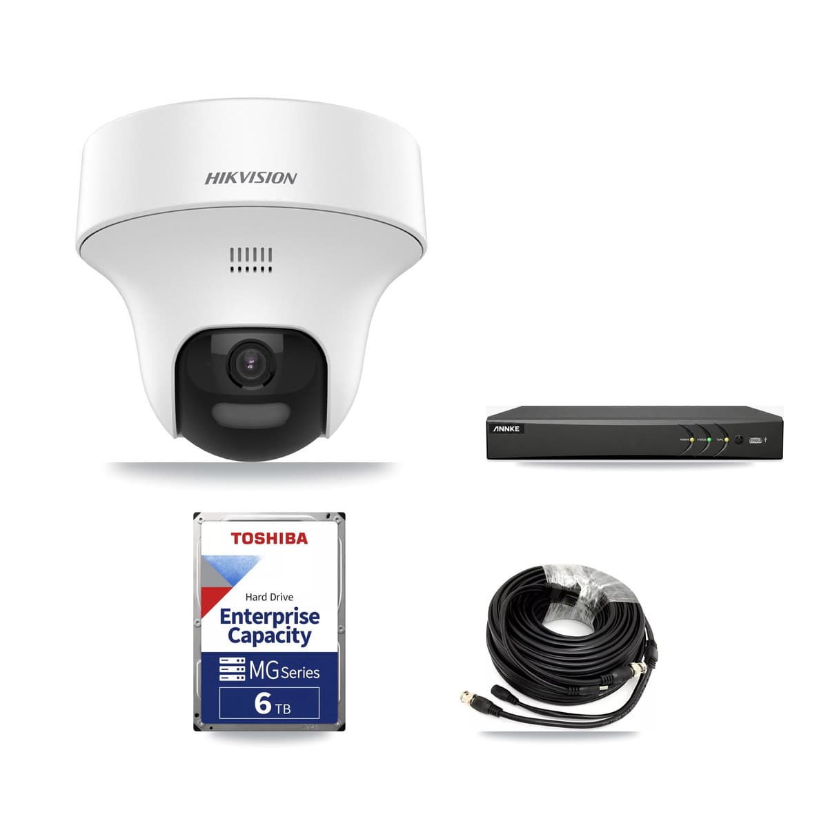 Hikvision & ANNKE 4-Channel 5MP CCTV Kit — 3 DS-2CE70K0T Turret Cameras + 6TB Recording - Image 1