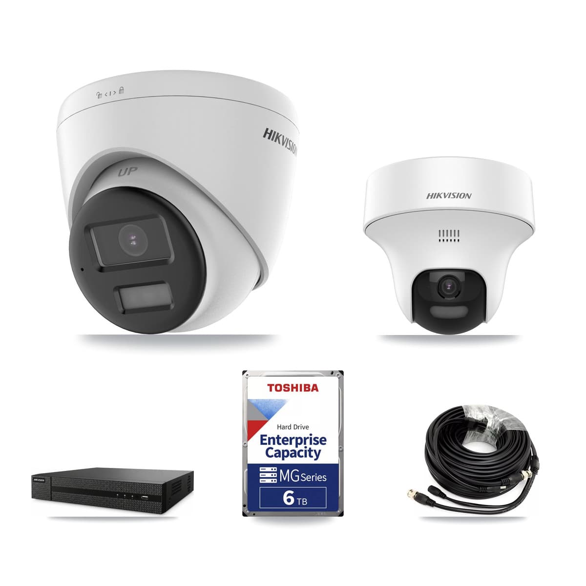 Hikvision 8-Channel 5MP CCTV Kit — 2 DS-2CE70K0T + 5 DS-2CE78K0T Turret Cameras + 6TB Recording - Image 1