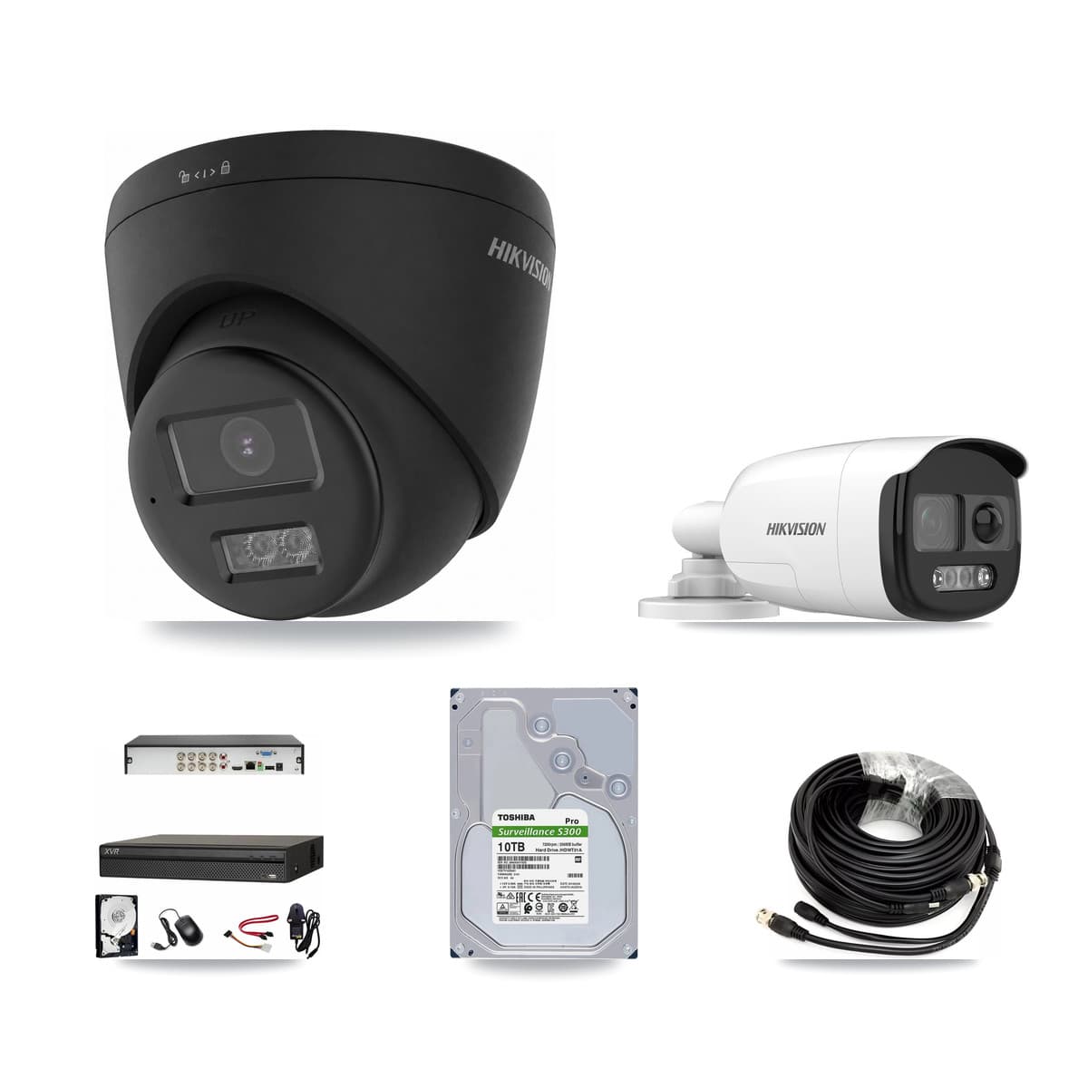 Hikvision & Dahua 8-Channel 5MP – 4K CCTV Kit — 1 5MP Bullet + 5 Black 4K Turret Cameras + 10TB Recording - Image 1