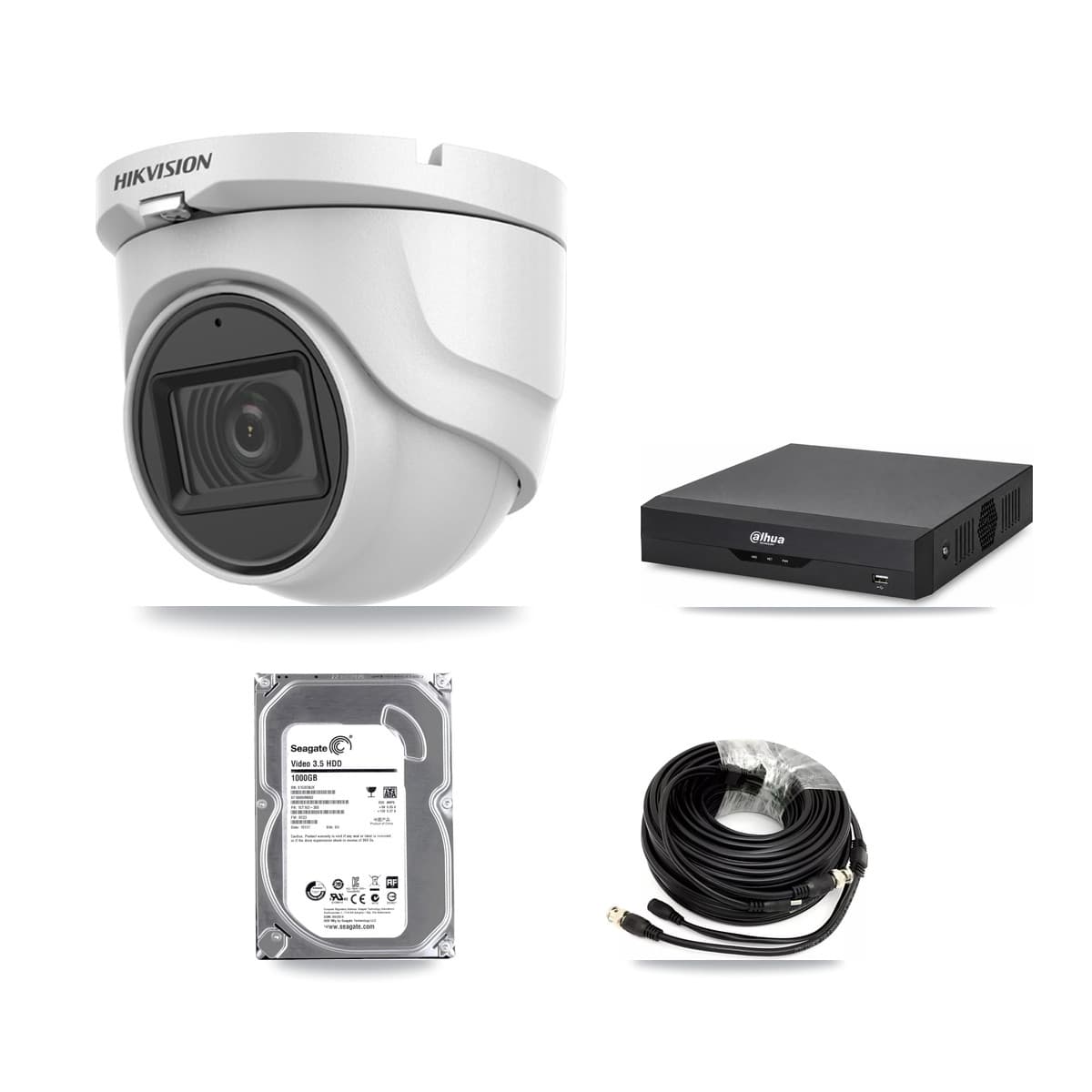 Hikvision & Dahua 4-Channel 5MP CCTV Kit — 1 DS-2CE76H0T Turret Camera + 1TB Recording - Image 1