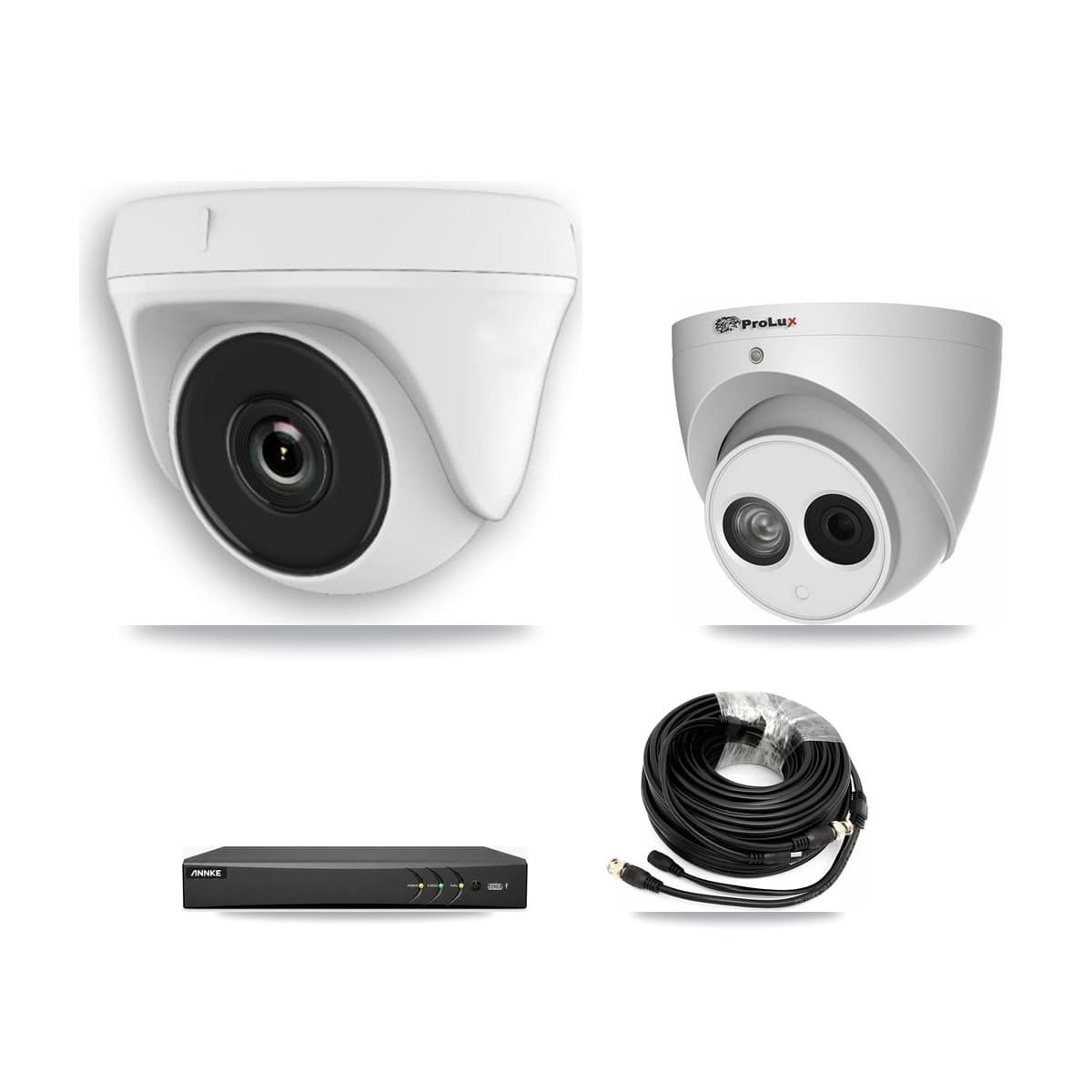 Prolux & ANNKE 4-Channel 2MP – 4MP CCTV Kit — 1 2MP Dome + 1 4MP Turret Cameras + 1TB Recording - Image 1
