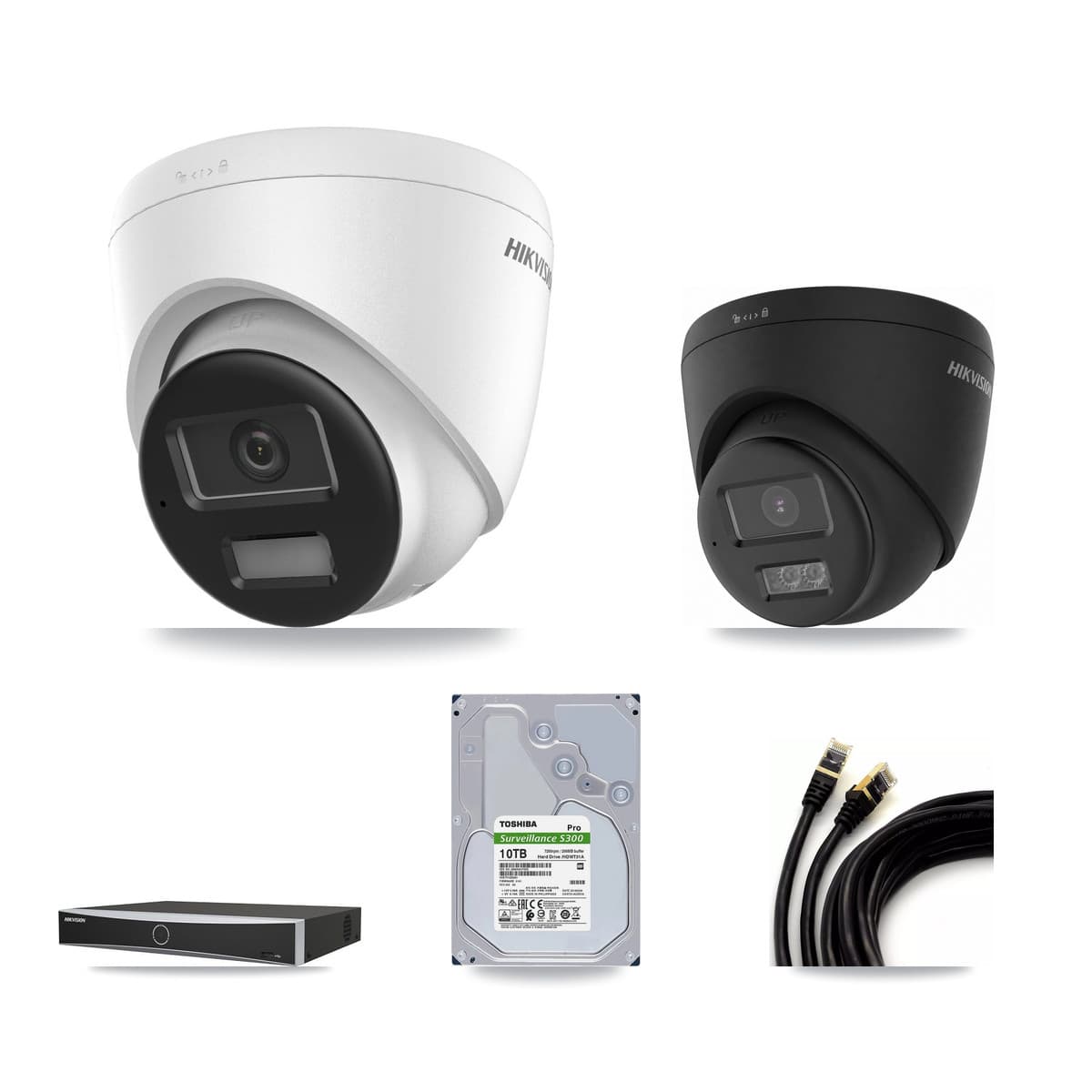 Hikvision 4-Channel 4K CCTV Kit — 3 + 1 Black Turret Cameras + 10TB Recording - Image 1