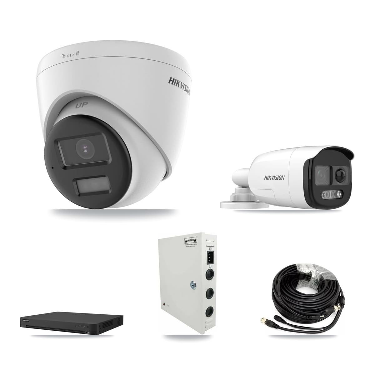 Hikvision 32-Channel 5MP CCTV Kit — 1 DS-2CE12KF3T-PIRXO Bullet + 11 DS-2CE78K0T-LPTS Turret Cameras + 2× 8TB Recording (IDS-7232HQHI-M2/XT Recorder) - Image 1