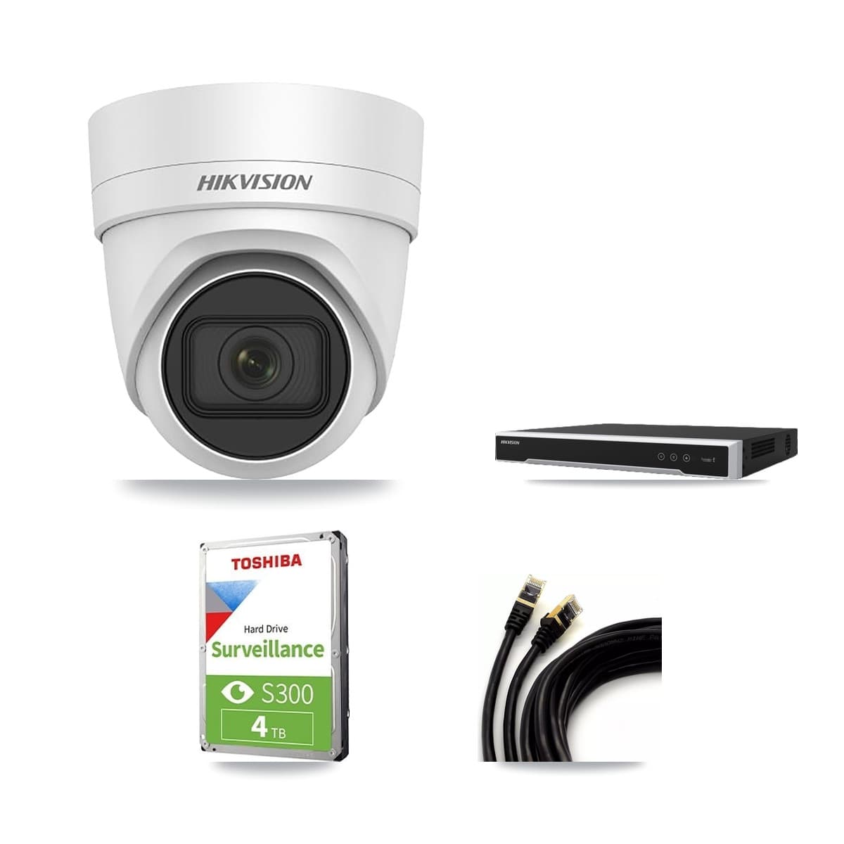Hikvision 8-Channel 4MP CCTV Kit — 3 DS-2CD2H45FWD Turret Cameras + 4TB Recording - Image 1