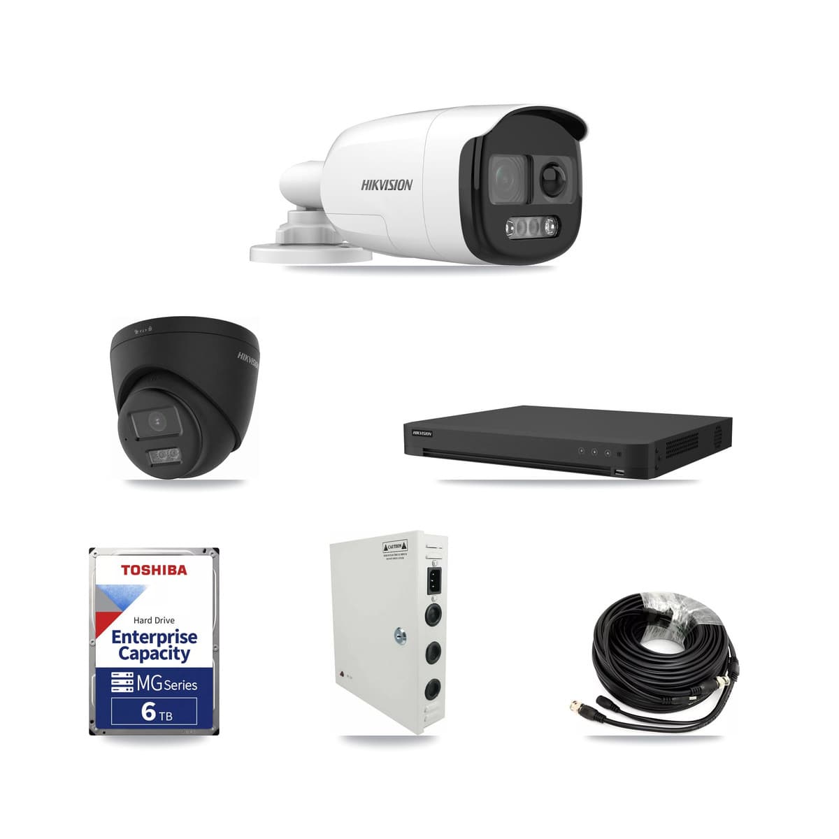 Hikvision 16-Channel 5MP – 4K CCTV Kit — 6 5MP Bullet + 6 Black 4K Turret Cameras + 6TB Recording - Image 1