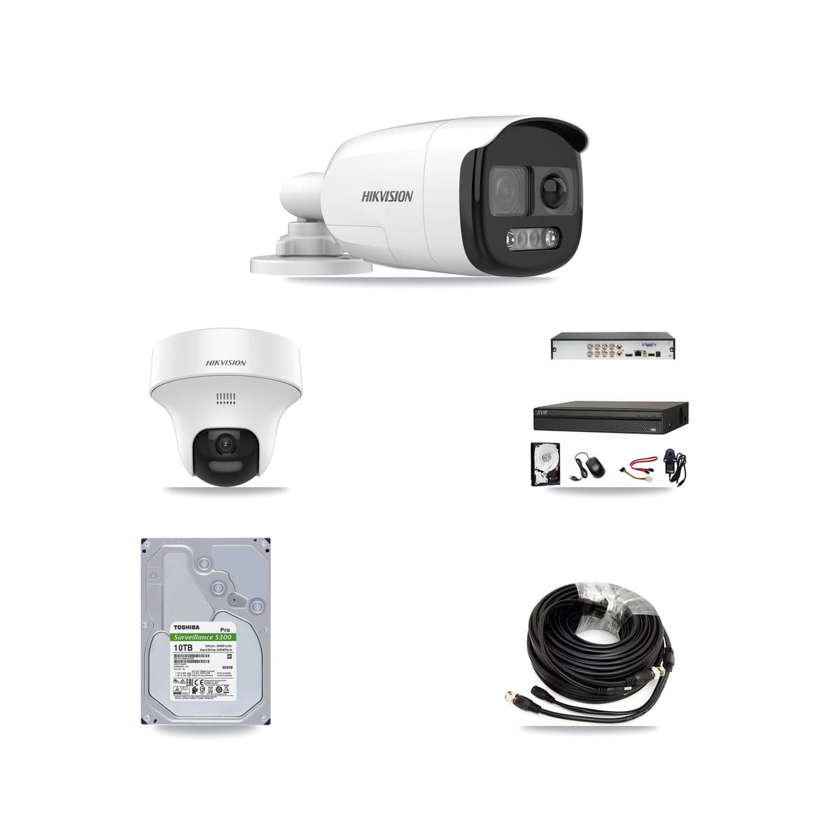 Hikvision & Dahua 8-Channel 5MP CCTV Kit — 4 DS-2CE12KF3T Bullet + 4 DS-2CE70K0T Turret Cameras + 10TB Recording - Image 1