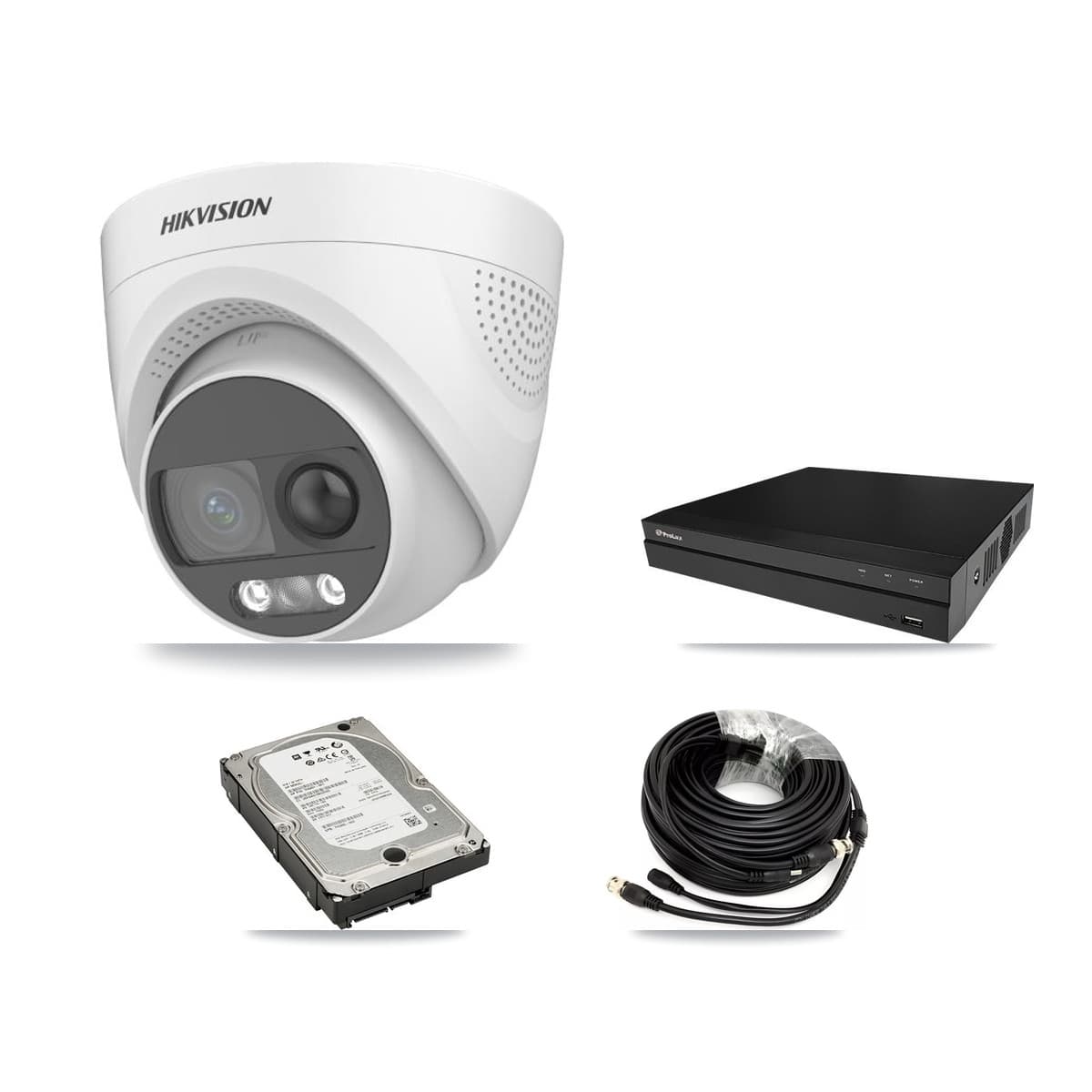 Hikvision & Prolux 8-Channel 5MP CCTV Kit — 4 DS-2CE72KF3T Turret Cameras + 5TB Recording (PXD-5208AN Recorder) - Image 1