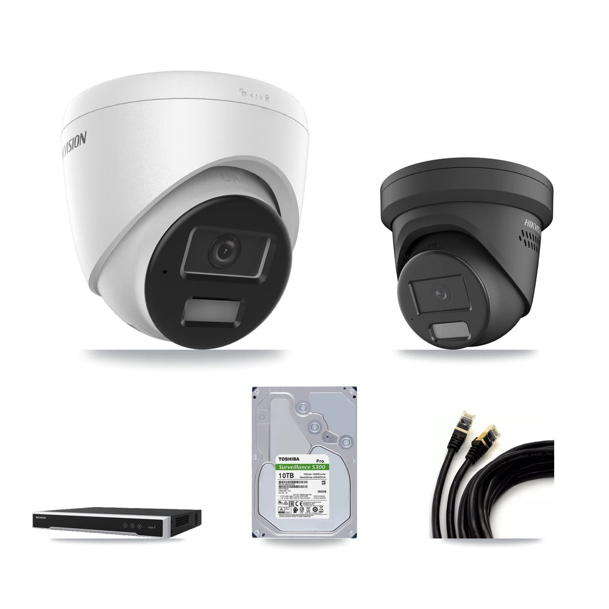 Hikvision 8-Channel 4MP CCTV Kit — 6 DS-2CD1343G2 + 1 DS-2CD2347G2 Turret Cameras + 10TB Recording - Image 1