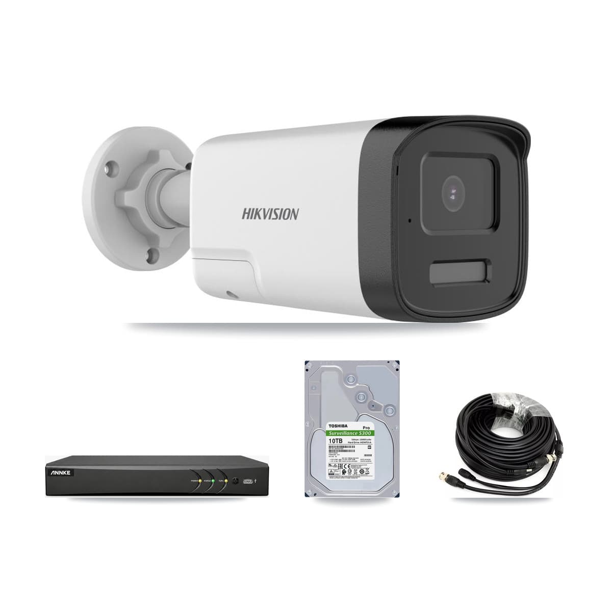 Hikvision & ANNKE 4-Channel 5MP CCTV Kit — 4 DS-2CE17K0T Bullet Cameras + 10TB Recording - Image 1