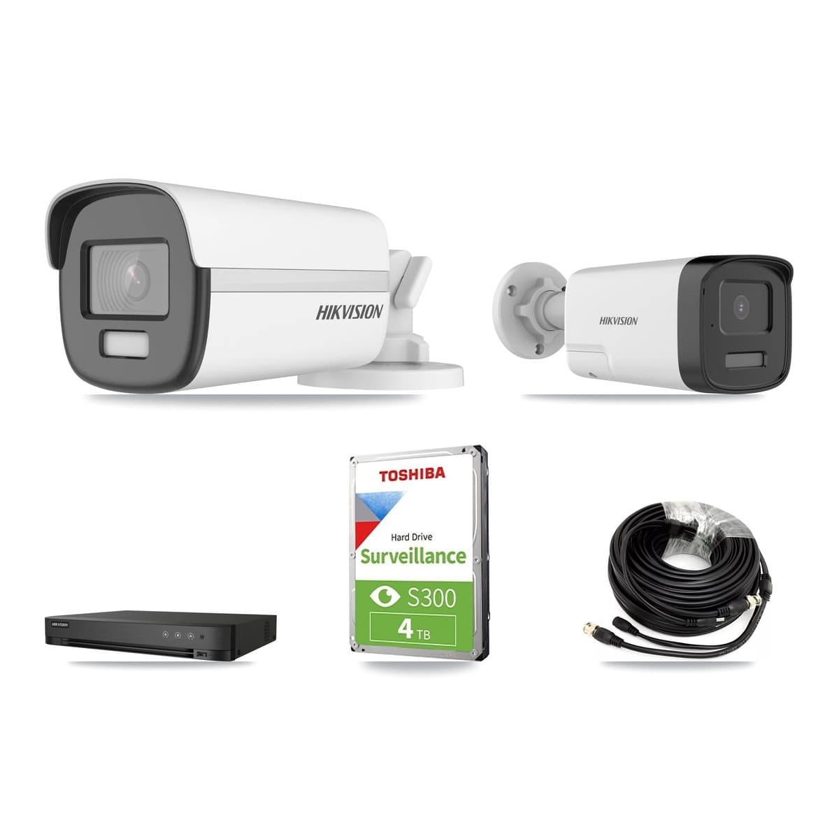 Hikvision 4-Channel 5MP – 4K CCTV Kit — 1 4K + 1 5MP Bullet Cameras + 4TB Recording - Image 1