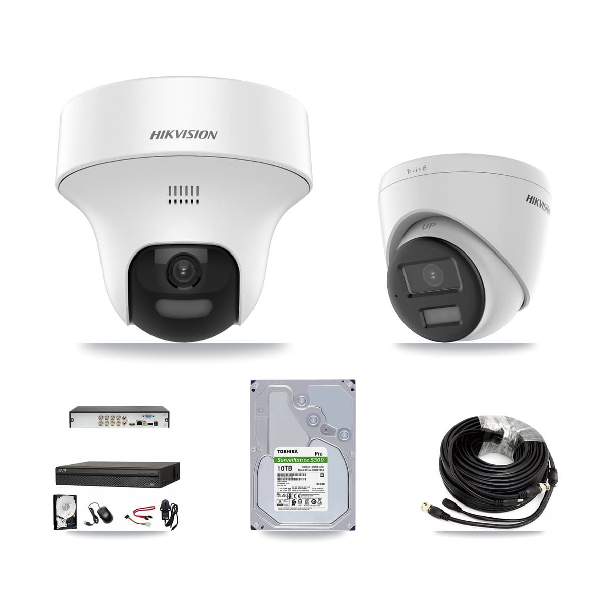 Hikvision & Dahua 8-Channel 5MP CCTV Kit — 2 DS-2CE70K0T + 2 DS-2CE78K0T Turret Cameras + 10TB Recording - Image 1
