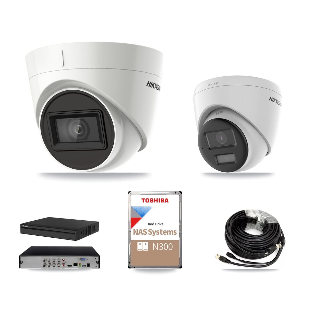 Hikvision & Prolux 8-Channel 4K CCTV Kit — 2 DS-2CE78U0T + 6 DS-2CE78U1T Turret Cameras + 18TB Recording - Image 1