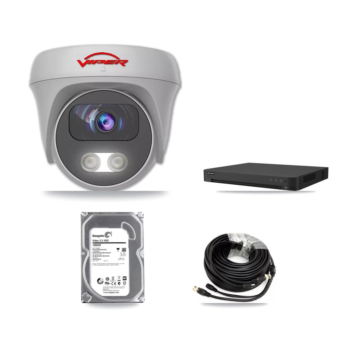 Viper & Hikvision 16-Channel 5MP CCTV Kit — 1 White Camera + 1TB Recording (IDS-7216HUHI Recorder) - Image 1