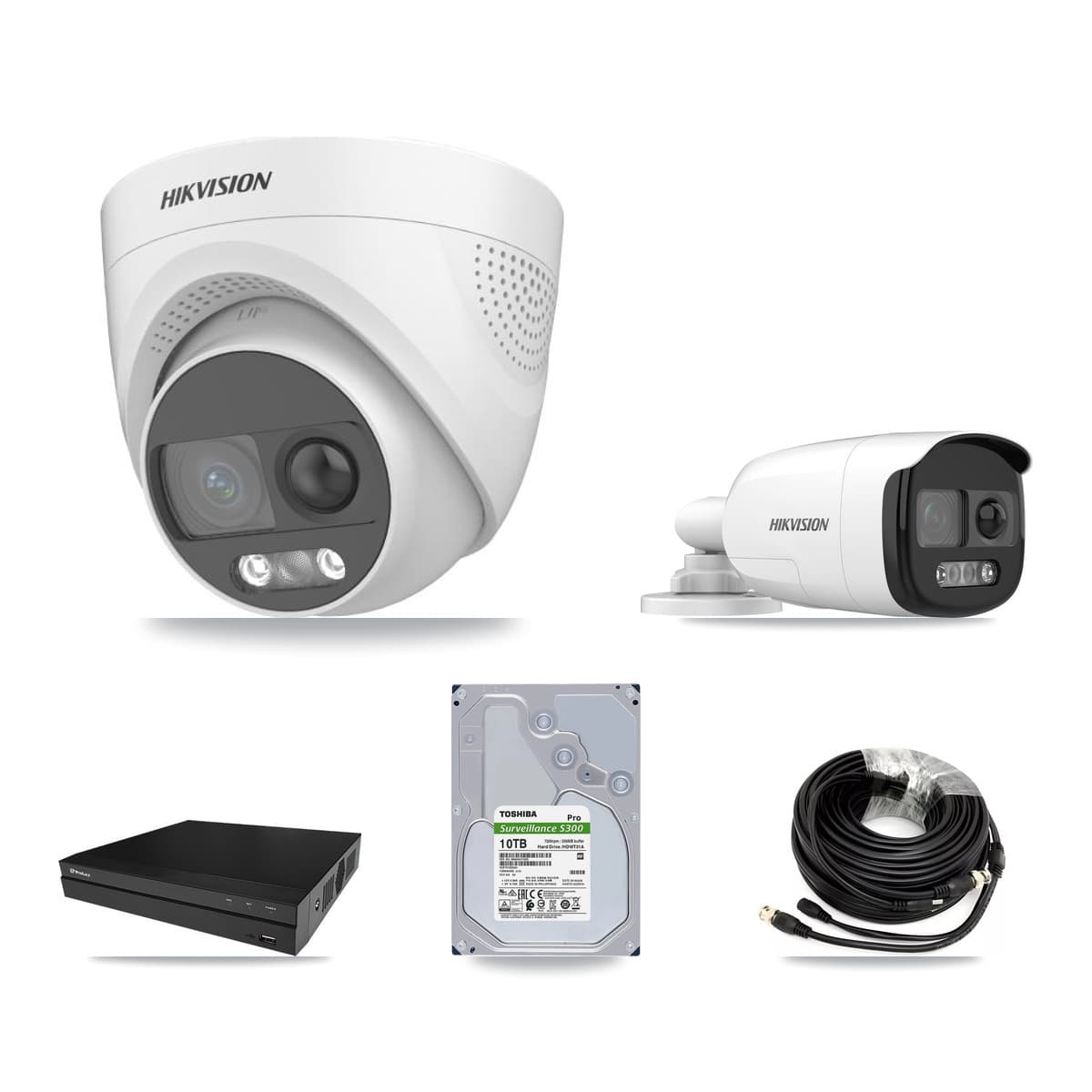 Hikvision & Prolux 8-Channel 5MP CCTV Kit — 2 DS-2CE12KF3T Bullet + 6 DS-2CE72KF3T Turret Cameras + 10TB Recording - Image 1
