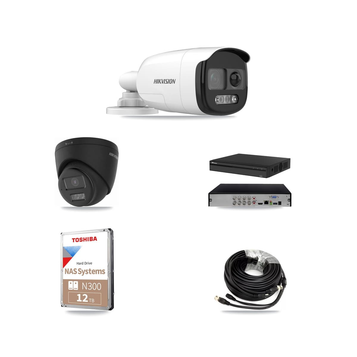Hikvision & Prolux 8-Channel 5MP – 4K CCTV Kit — 3 5MP Bullet + 3 Black 4K Turret Cameras + 12TB Recording - Image 1