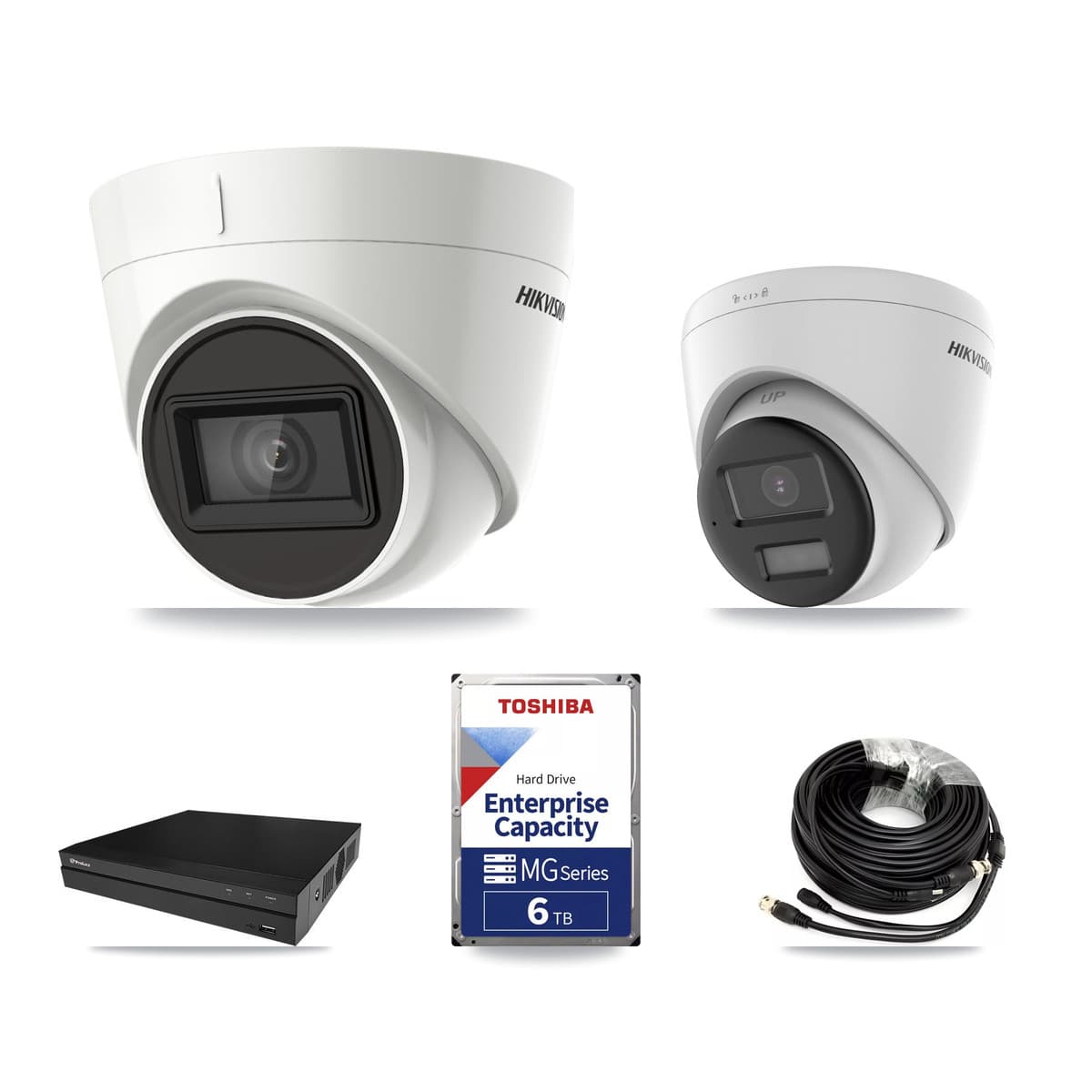 Hikvision & Prolux 8-Channel 4K CCTV Kit — 1 DS-2CE78U0T + 4 DS-2CE78U1T Turret Cameras + 2× 6TB Recording - Image 1