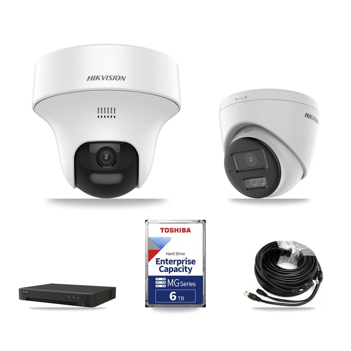 Hikvision 16-Channel 5MP CCTV Kit — 4 DS-2CE70K0T-PTLTS + 1 DS-2CE78K0T-LTS Turret Cameras + 6TB Recording (IDS-7216HQHI-M1/XT Recorder) - Image 1