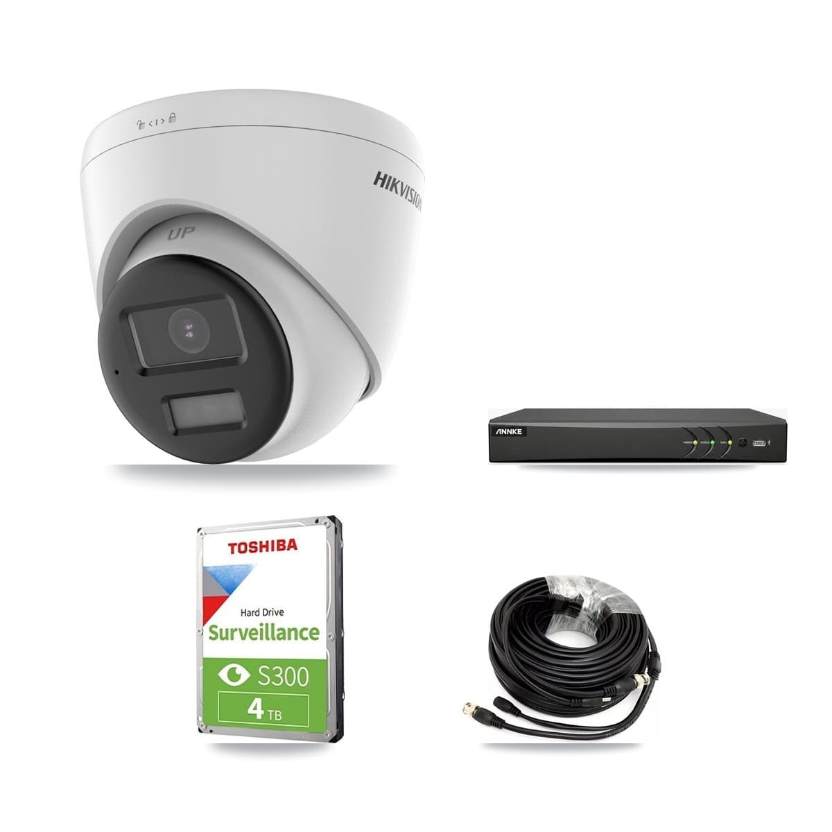 Hikvision & ANNKE 4-Channel 5MP CCTV Kit — 2 DS-2CE78K0T + 1 DS-2CE78K0T Turret Cameras + 4TB Recording - Image 1