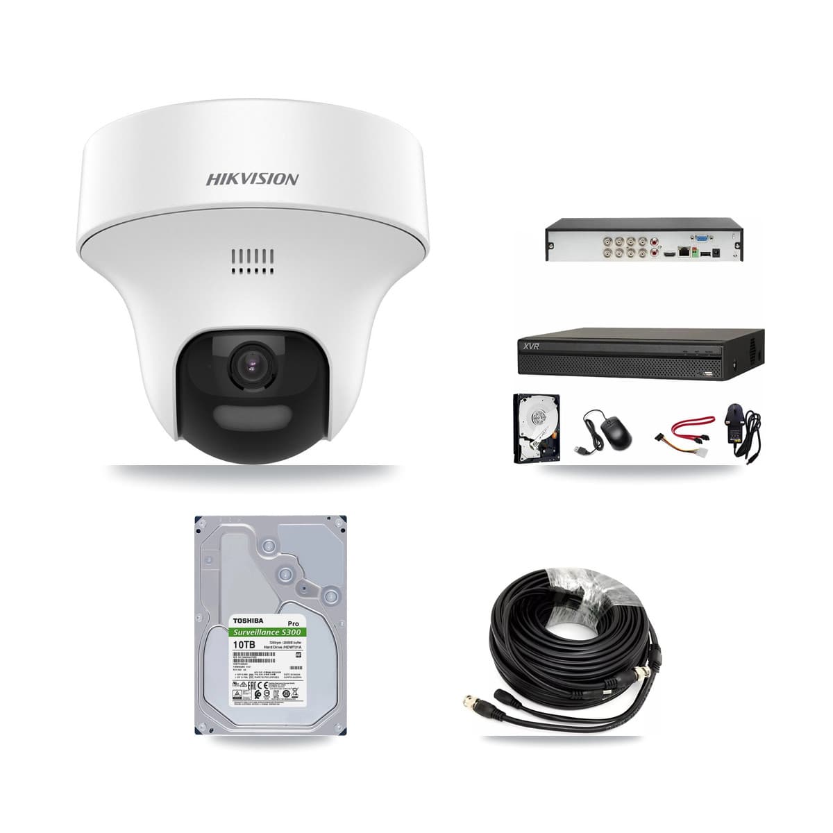 Hikvision & Dahua 8-Channel 5MP CCTV Kit — 4 DS-2CE70K0T Turret Cameras + 10TB Recording - Image 1