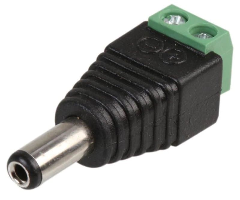 DC 2.1mm Male Power Plug Screw Terminal Connector CCTV 12V Green