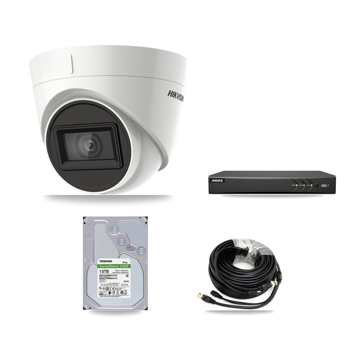 Hikvision & ANNKE 4-Channel 4K CCTV Kit — 4 DS-2CE78U1T Turret Cameras + 10TB Recording - Image 1