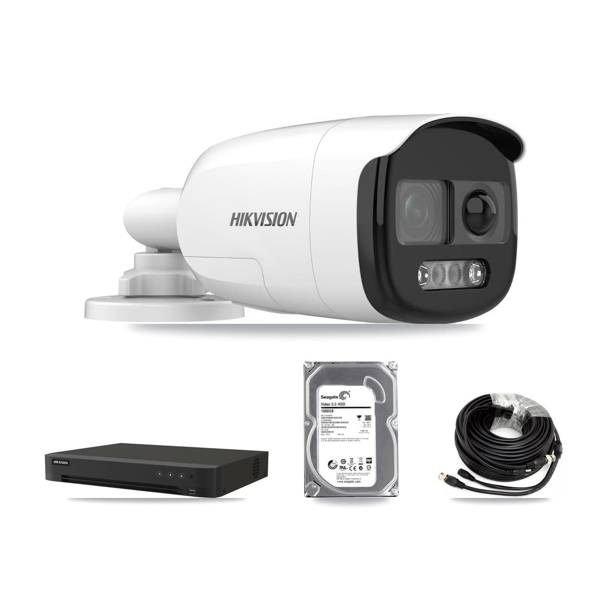 Hikvision 8-Channel 5MP CCTV Kit — 2 DS-2CE12KF3T-PIRXO Bullet Cameras + 1TB Recording (IDS-7208HUHI-M1/XT Recorder) - Image 1