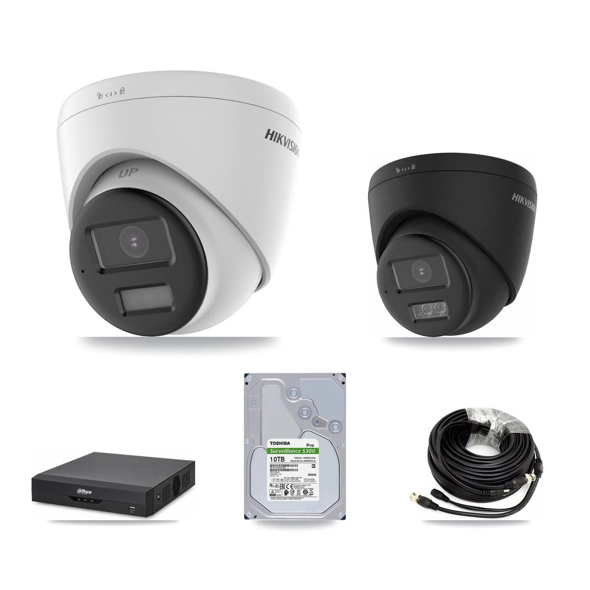 Hikvision & Dahua 4-Channel 4K CCTV Kit — 2 DS-2CE78U0T + 2 DS-2CE78U0T Turret Cameras + 10TB Recording - Image 1