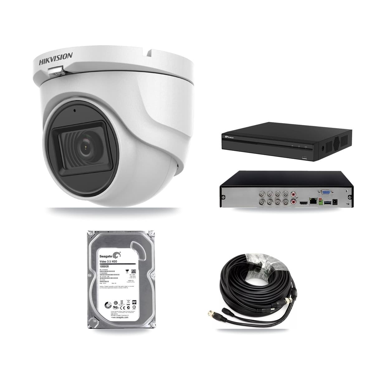 Hikvision & Prolux 8-Channel 5MP CCTV Kit — 1 DS-2CE76H0T Turret Camera + 1TB Recording (PXD-5108HS Recorder) - Image 1
